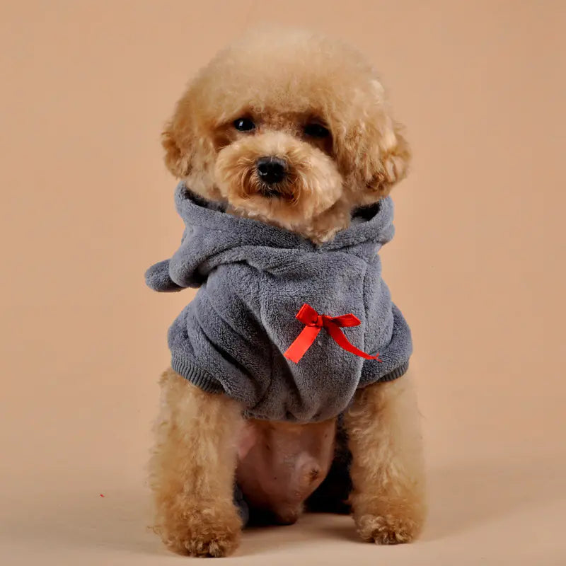 Pet Dog Clothes with Coral Fleece, Heart Bear Design
