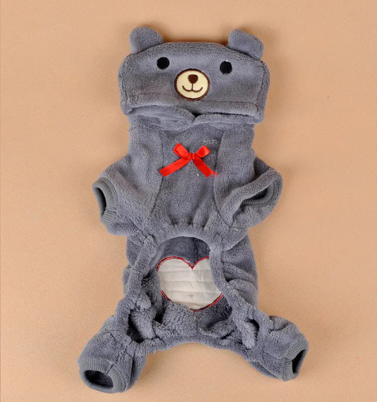 Pet Dog Clothes with Coral Fleece, Heart Bear Design