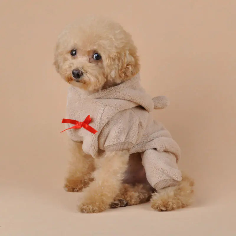 Pet Dog Clothes with Coral Fleece, Heart Bear Design