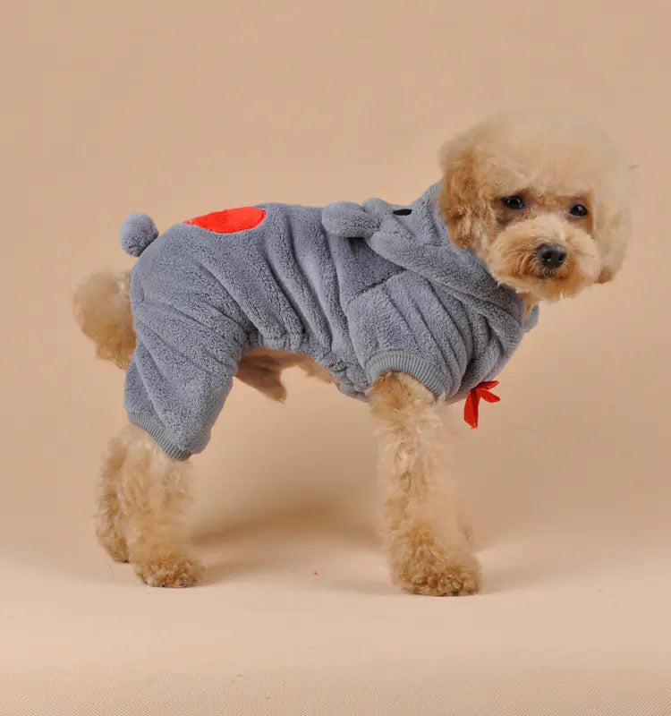Pet Dog Clothes with Coral Fleece, Heart Bear Design
