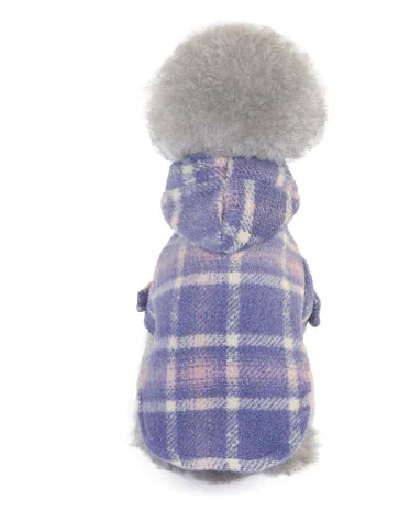Warm Woolen Plaid Two-Legged Dog Clothes for Fall/Winter