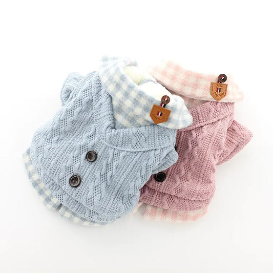 Fall Winter Pet Dog Clothes - Plaid Design
