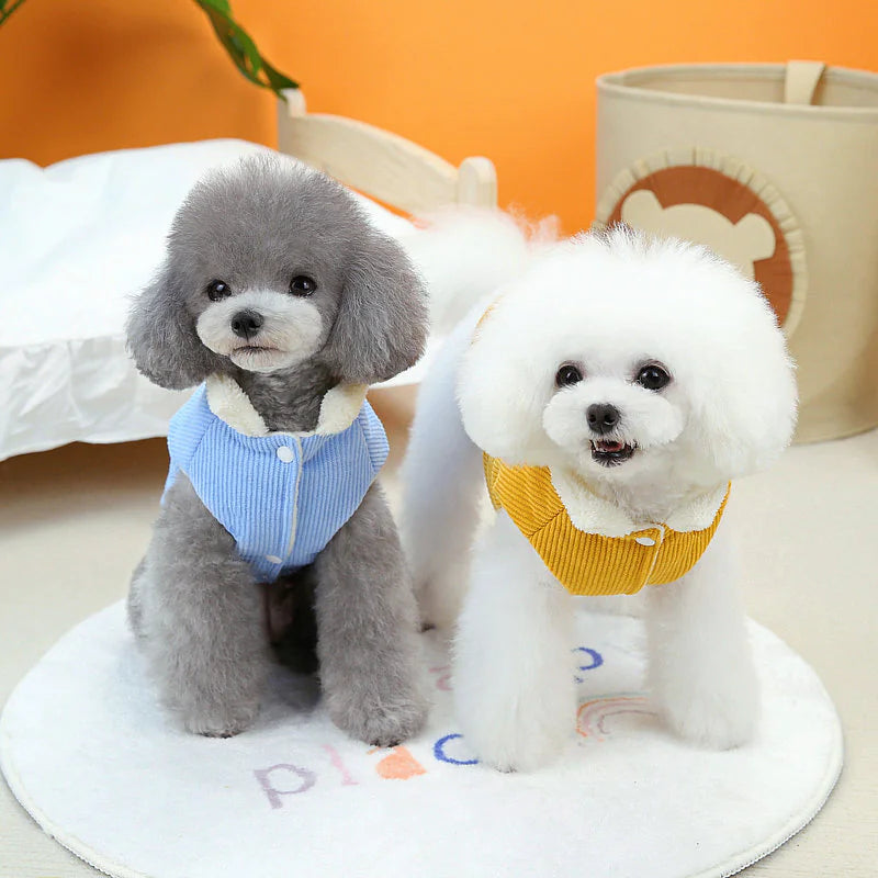 Dog Clothes Stand Collar Cotton Vest for Traction
