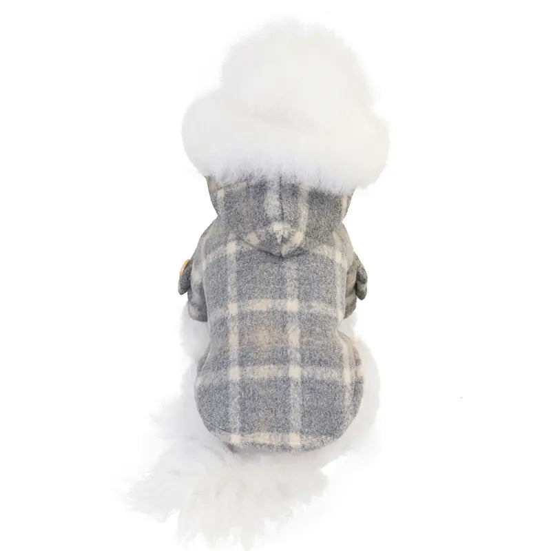 Warm Woolen Plaid Two-Legged Dog Clothes for Fall/Winter
