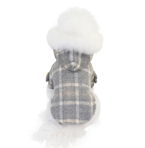 Warm Woolen Plaid Two-Legged Dog Clothes for Fall/Winter