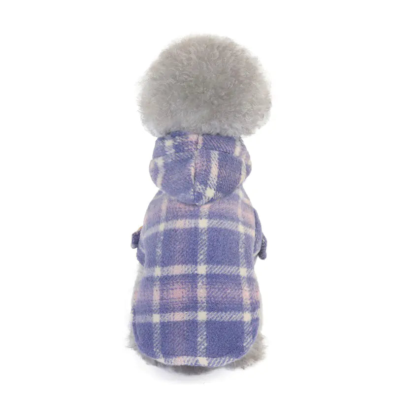 Warm Woolen Plaid Two-Legged Dog Clothes for Fall/Winter