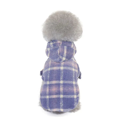 Warm Woolen Plaid Two-Legged Dog Clothes for Fall/Winter