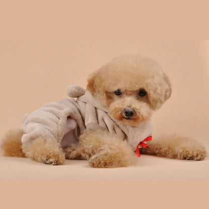 Pet Dog Clothes with Coral Fleece, Heart Bear Design
