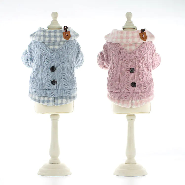 Fall Winter Pet Dog Clothes - Plaid Design