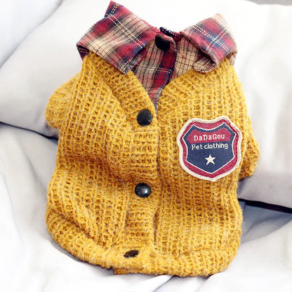 Sweater Dog Clothes, Two-Piece Autumn Cotton Outfit