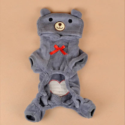 Pet Dog Clothes with Coral Fleece, Heart Bear Design